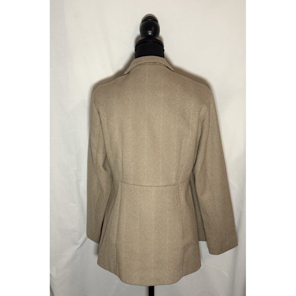 Chouyatou Blazer Jackets Womens Medium Tan Herringbone Long Sleeve Open Front - Picture 2 of 14